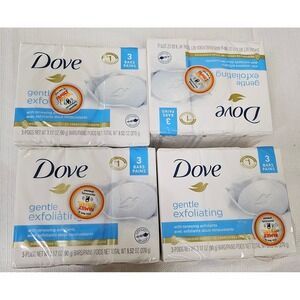 Dove Gentle Exfoliating‎ Bar Soap Moisturizing Cream 3 Bars Wt 9.52oz Lot of 4